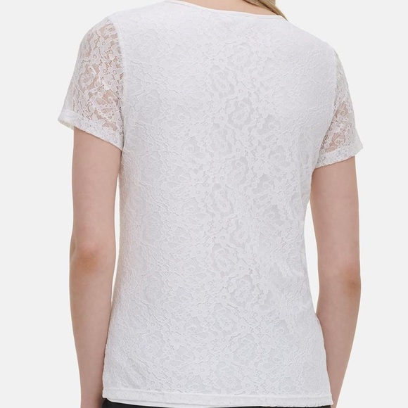 NWT Calvin Klein White Lace Tee - Picture 2 of 9